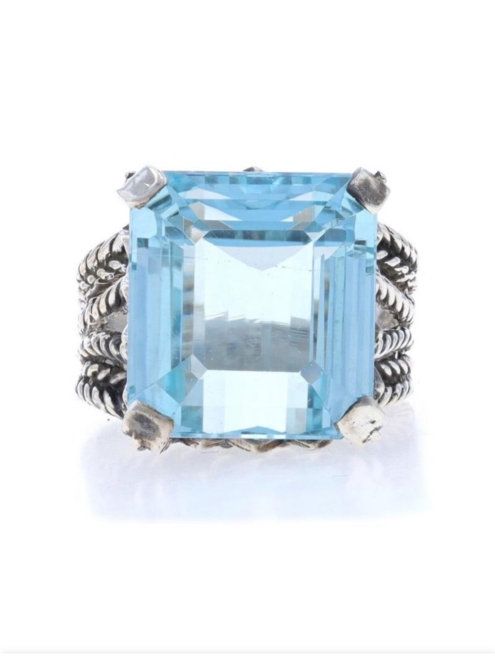 Blue Topaz 16.98ct. Sterling Silver Cocktail Emerald Cut Ring